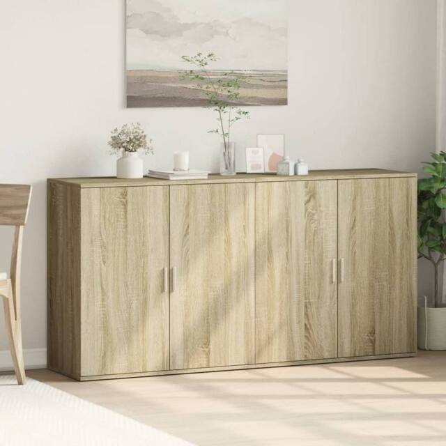 Berkfield Home Sideboards 2 pcs Sonoma Oak 79x38x80 cm Engineered Wood in Light Brown - Size: 79 x 38 x 80 cm - image 1
