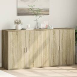 Berkfield Home Sideboards 2 pcs Sonoma Oak 79x38x80 cm Engineered Wood in Light Brown - Size: 79 x 38 x 80 cm - thumbnail 2