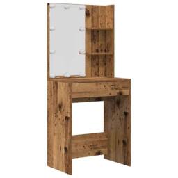 Berkfield Home Beautiful Dressing Table Set with LED Old Wood Engineered Wood in Brown - thumbnail 5