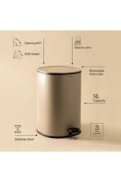 Cosmic Bathroom Bin Trash Can 5L Pedal Mandarin Essentials Collection in Light Beige - thumbnail 3
