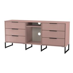 Ready Assembled 2 U Menai 6 Drawer Sideboard (Ready Assembled) in Dusty Pink - thumbnail 4