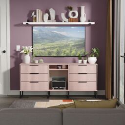 Ready Assembled 2 U Menai 6 Drawer Sideboard (Ready Assembled) in Dusty Pink - thumbnail 1