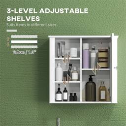 EONLION Modern Wall Mounted Bathroom Cabinet in White - thumbnail 3