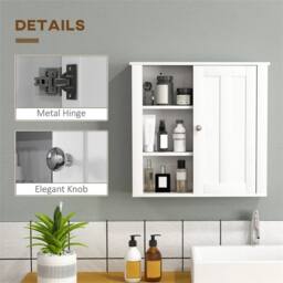 EONLION Modern Wall Mounted Bathroom Cabinet in White - thumbnail 4