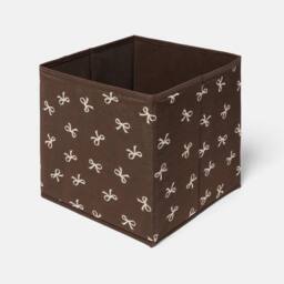 OHS 2 x Bows Storage Box Folding Cube Shoe Toy Organiser in Brown - thumbnail 3