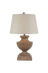 KDMD Marbelle Table Lamp with Edged Linen Shade - Modern & Elegant Lighting in Brown - thumbnail 1