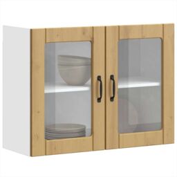 Berkfield Home Kitchen Wall Cabinet with Glass Door Lucca Artisan Oak Engineered Wood in Brown - thumbnail 5