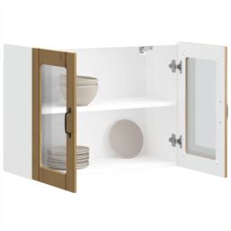 Berkfield Home Kitchen Wall Cabinet with Glass Door Lucca Artisan Oak Engineered Wood in Brown - thumbnail 1