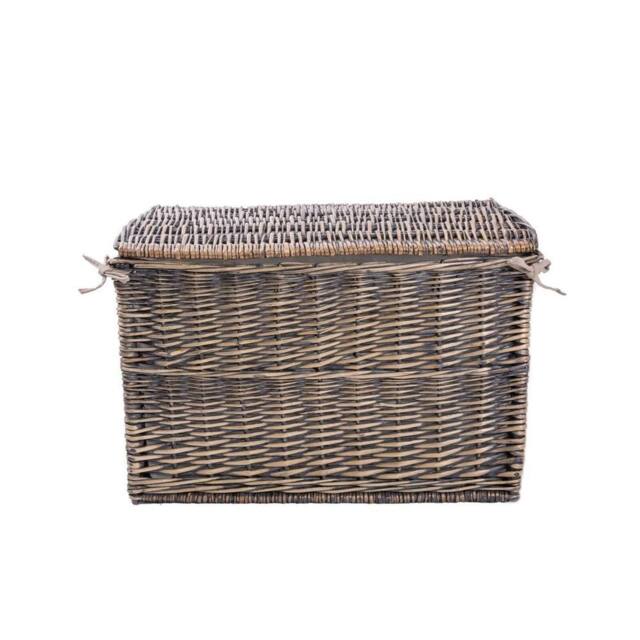 FLAVORA Large-Bronze Wicker Large Storage Hamper Chest in Brown - Size: 500mm - image 1