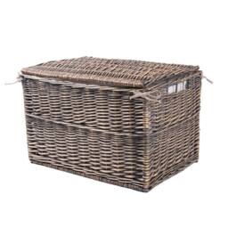FLAVORA Large-Bronze Wicker Large Storage Hamper Chest in Brown - Size: 500mm - thumbnail 2