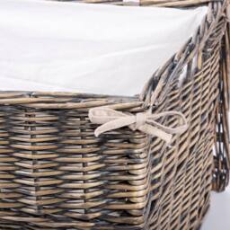 FLAVORA Large-Bronze Wicker Large Storage Hamper Chest in Brown - Size: 500mm - thumbnail 4