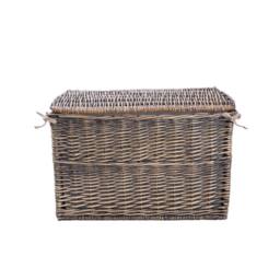 FLAVORA Large-Bronze Wicker Large Storage Hamper Chest in Brown - Size: 500mm - thumbnail 1