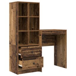 Berkfield Home Desk with Storage Old Wood Engineered Wood in Yellow - thumbnail 9