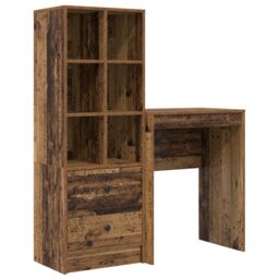 Berkfield Home Desk with Storage Old Wood Engineered Wood in Yellow - thumbnail 2