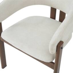 HomeTouch Beige Dining chairs with Armrests & Dark Wooden Legs Set of 2 - Size: 2 Pack - thumbnail 9