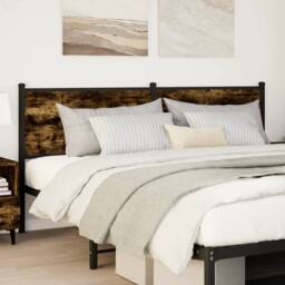 Berkfield Home Headboard Smoked Oak 160 cm Engineered Wood & Steel in Brown - thumbnail 2