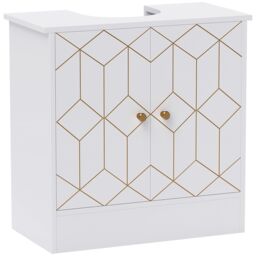 HOMCOM Bathroom Under Sink Cabinet for Basin with or without Pedestal White - thumbnail 2
