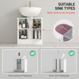 HOMCOM Bathroom Under Sink Cabinet for Basin with or without Pedestal White - thumbnail 4