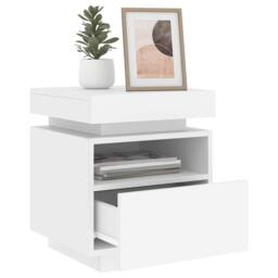 Berkfield Home Decorative Bedside Cabinet with LED Lights White 40x39x48.5 cm - thumbnail 4