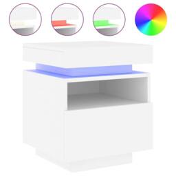 Berkfield Home Decorative Bedside Cabinet with LED Lights White 40x39x48.5 cm - thumbnail 3