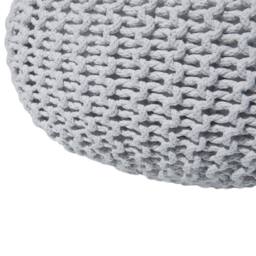 Wyld and Coco Knitted Pouf Ottoman Light Grey Cotton 40 x 25 cm - thumbnail 5