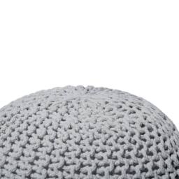 Wyld and Coco Knitted Pouf Ottoman Light Grey Cotton 40 x 25 cm - thumbnail 4