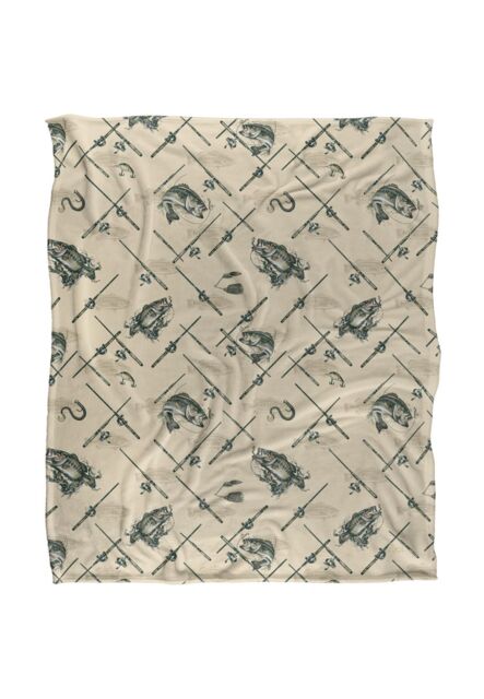 JQ Licensing Action Bass Fishing Pattern Silky Touch Super Soft Throw Blanket 152 X 127 cm in White - image 1