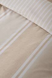 Catherine Lansfield 'Banded Stripe' Reversible Duvet Cover Set in Natural - Size: Double - thumbnail 4
