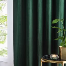 Paoletti Corinthian Velvet Room Darkening Eyelet Curtain Pair in Dark Green - Size: 168 cm width x 137 cm drop - thumbnail 3