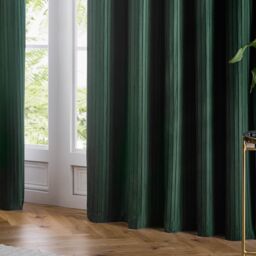 Paoletti Corinthian Velvet Room Darkening Eyelet Curtain Pair in Dark Green - Size: 168 cm width x 137 cm drop - thumbnail 5