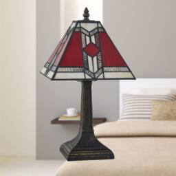First Choice Lighting Avon - Tiffany Coloured Glass 39cm Table Lamp in Bronze - thumbnail 5