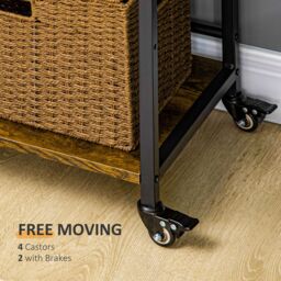HOMCOM 3-Tier Printer Stand Rolling Trolley with Adjustable Shelves in Brown - thumbnail 5