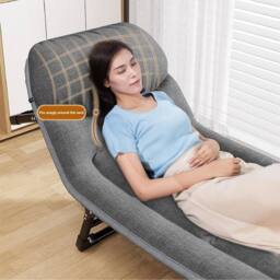 NESTLUNE 180CM Folding Sun Lounger Recliner Adjustable Backrest in Dark Grey - Size: 100 cm x 60 cm - thumbnail 3