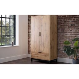 Ashfield Premier Oak-Effect 2 Door 1 Drawer Wardrobe in Light Oak - thumbnail 1