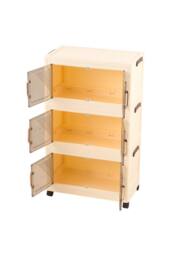 Living and Home Foldable 3/4-Tier Rolling Plastic Storage Cabinet with Magnetic Doors in Clear - Size: Medium - thumbnail 4