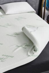 Ezysleep Super Soft Bamboo Bounce Back Foam Mattress Topper - 10cm in White - Size: Small Double - thumbnail 1