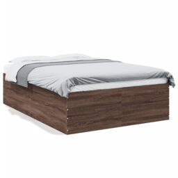 Berkfield Home Bed Frame without Mattress Brown Oak 135x190 cm Double - thumbnail 2