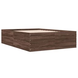 Berkfield Home Bed Frame without Mattress Brown Oak 135x190 cm Double - thumbnail 6
