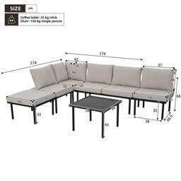 Matteo Beige Rope 6-Seater Garden Lounge Set with Glass Table - thumbnail 4