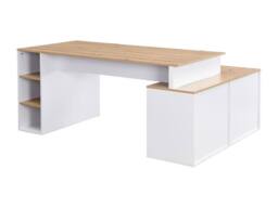 Vente-unique Corner Desk With Storage - MDF - White & Natural - ROMIARA in Light Oak - thumbnail 5