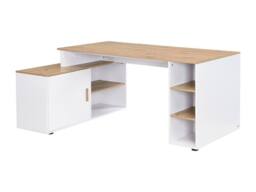 Vente-unique Corner Desk With Storage - MDF - White & Natural - ROMIARA in Light Oak - thumbnail 4