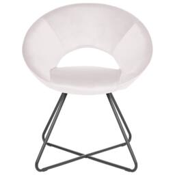 Wyld and Coco Off White Velvet Tufted Armless Accent Chair Black Steel Cross Base - thumbnail 3
