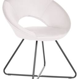 Wyld and Coco Off White Velvet Tufted Armless Accent Chair Black Steel Cross Base - thumbnail 2