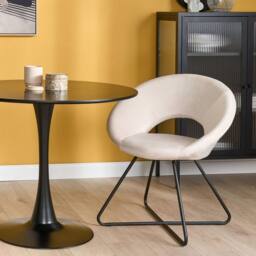 Wyld and Coco Off White Velvet Tufted Armless Accent Chair Black Steel Cross Base