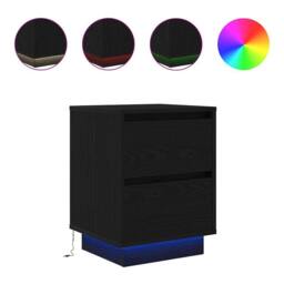 Berkfield Home Bedside Cabinets with LED Lights¬†2 pcs Black 38x34x50 cm - Size: 38 x 34 x 50 cm - thumbnail 1