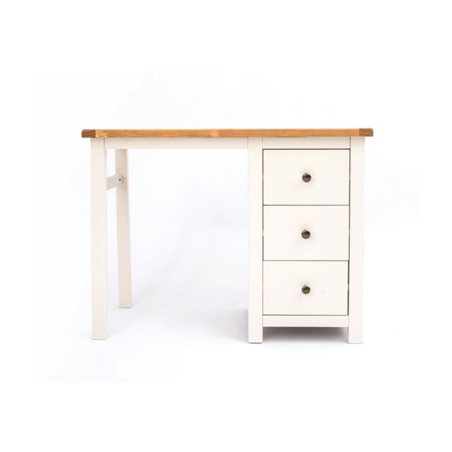 Cabinet Bits Maggiori 3 Drawer Desk - Dressing Table Brass Knob in Off-White - image 1