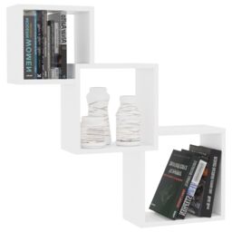Berkfield Home Cube Wall Shelf White 68x15x68 cm Engineered Wood - Size: 68 x 15 x 68 cm - thumbnail 3