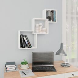Berkfield Home Cube Wall Shelf White 68x15x68 cm Engineered Wood - Size: 68 x 15 x 68 cm