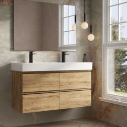 Banyetti Vatilla 1200mm Wall Hung Vanity with Veneto 2 Tap Hole Basin - Ostippo Oak in Light Oak - thumbnail 2