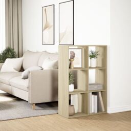 Berkfield Home Room Divider Bookcase Sonoma Oak 69.5x29x103.5 cm Engineered Wood in Brown - thumbnail 4